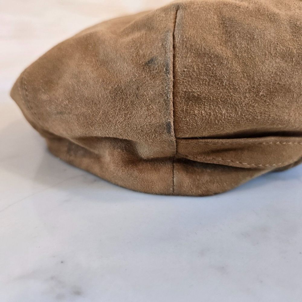 Brooks Brothers Newsboy Flat Cap Hat Mens M Tan Leather Made in Italy - Picture 7 of 13